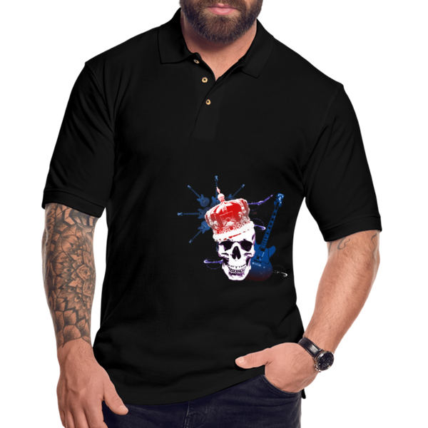 Skully Rockstar! Polo Shirt - black